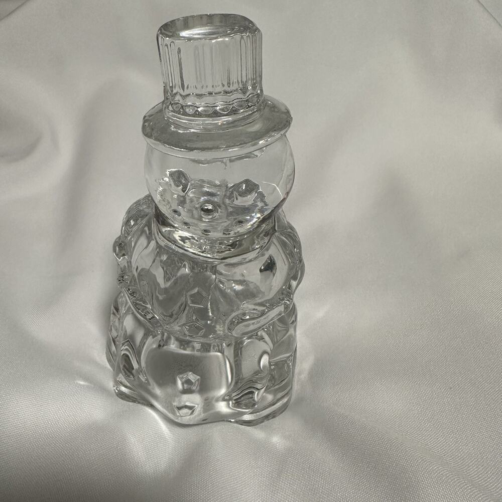 Vintage crystal 7" clear lead crystal snowman tealight candle holder